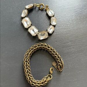 Gold tone chain bracelet and j Crew Bracelet